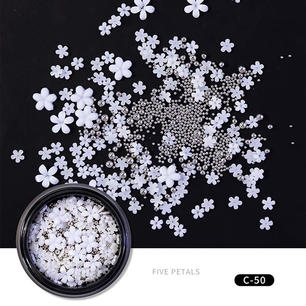 (Multicolor) Resin Five- Flower Small White Flower Three-dimensional Fingertip Disc