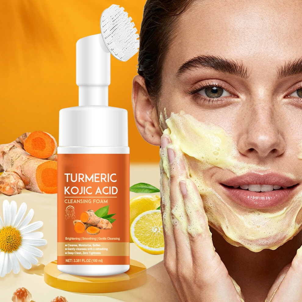 Yellow (Yellow) Kojic Turmeric Mousses Cleanser Cleanser Brightens Cleans And Nourishes Mild Care Spots With Nourishing Foam Cleanser 100Ml