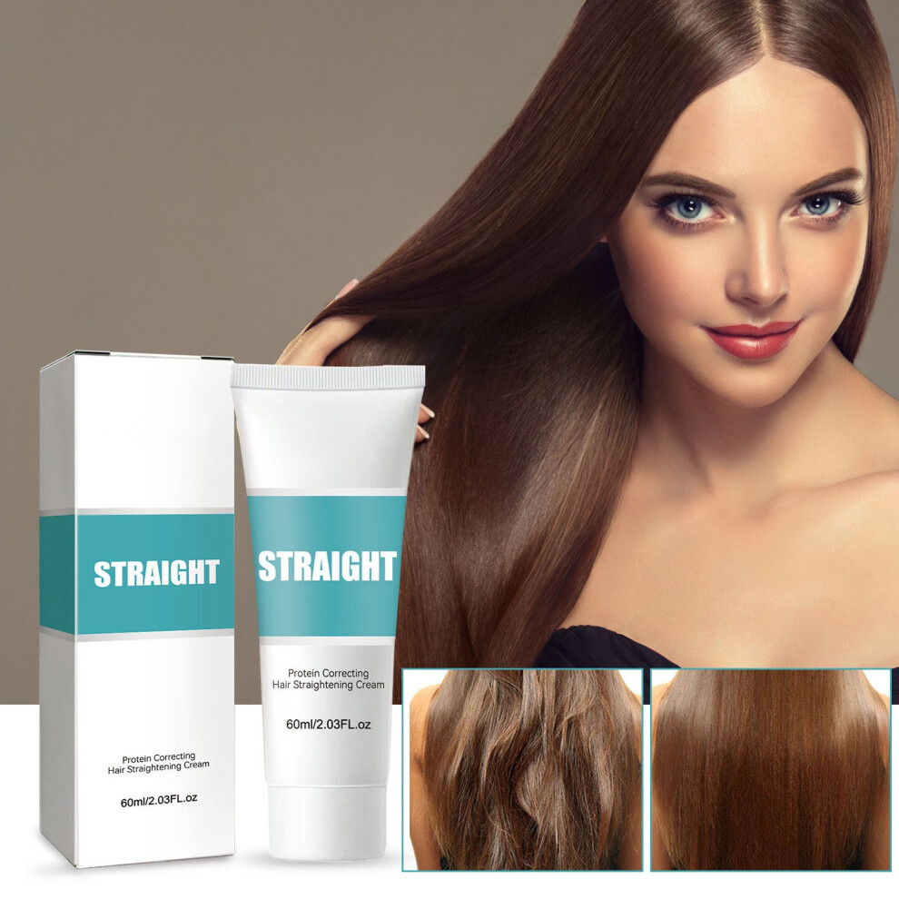 White/Cream () Protein Correcting Hair Straightening - Silk & Gloss Hair Straightening Nourishing Fast Smoothing Hair Straightener For All