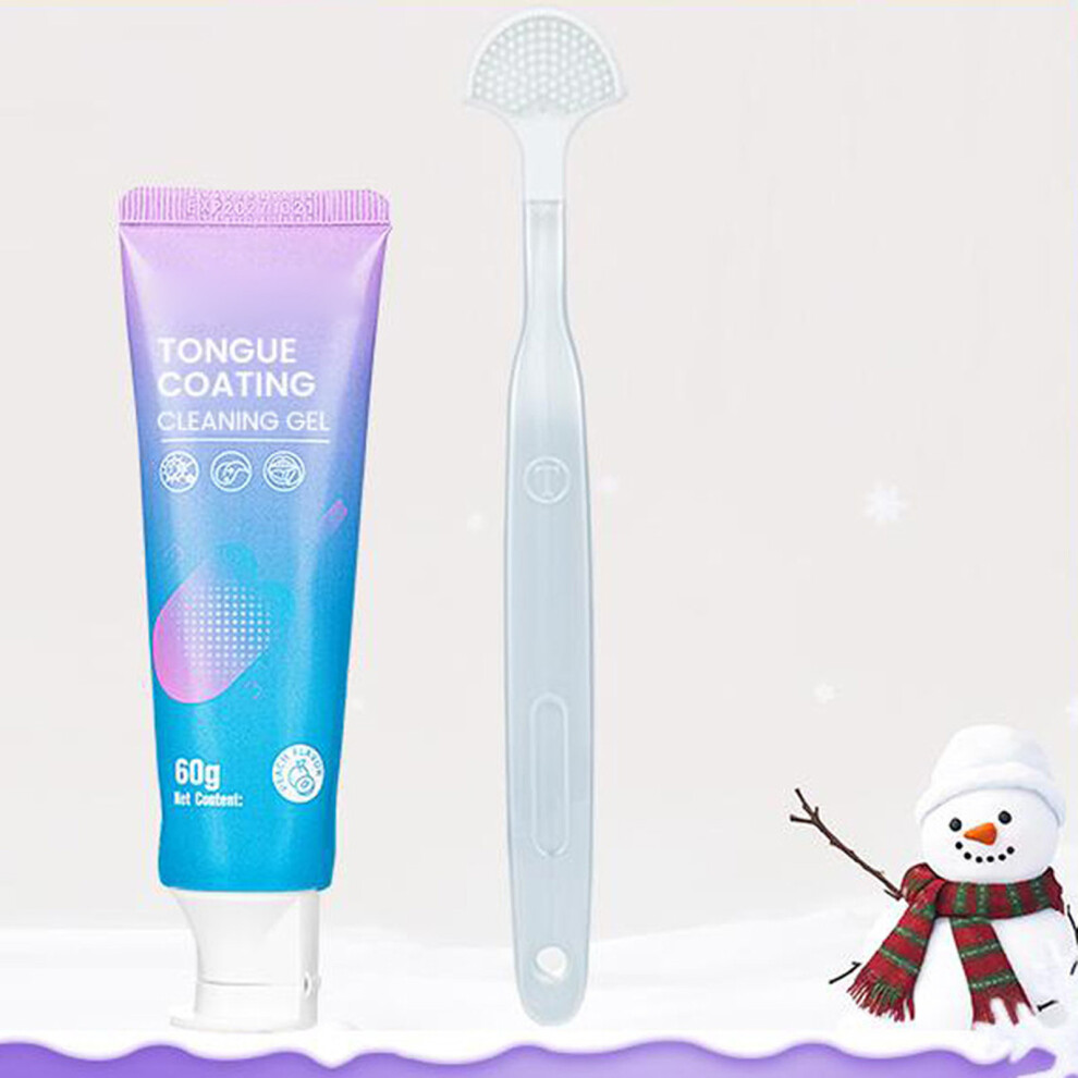 White (Multicolor) Tongue Gel With Tongue Scraper Tongue Cleaning Gel Set Easy To Use Hairy Tongue Removal Kit Tongue Cleaning Gel With Cleaner Brush