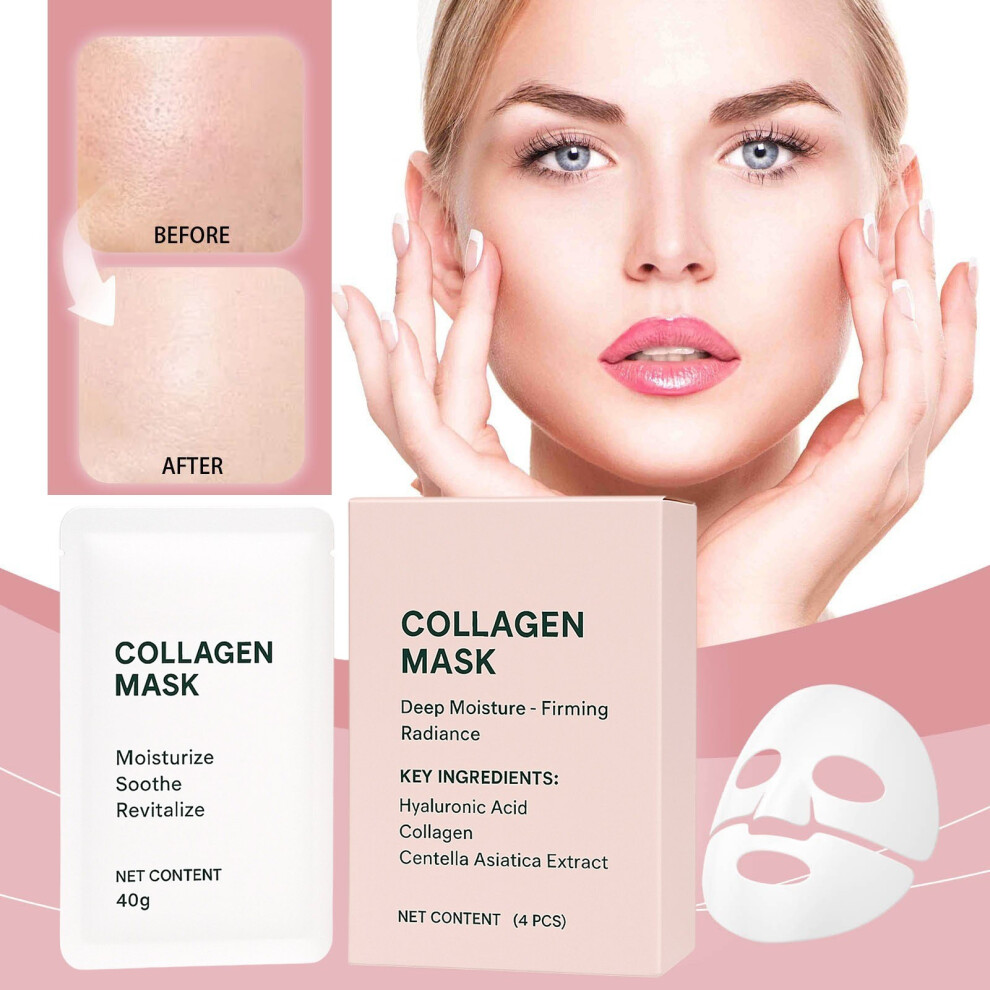 (Pink) Deep Hydrating Masks For Wrinkle Reduction And Pore Minimization Like Glass 1 Box 4 Pcs 40ml