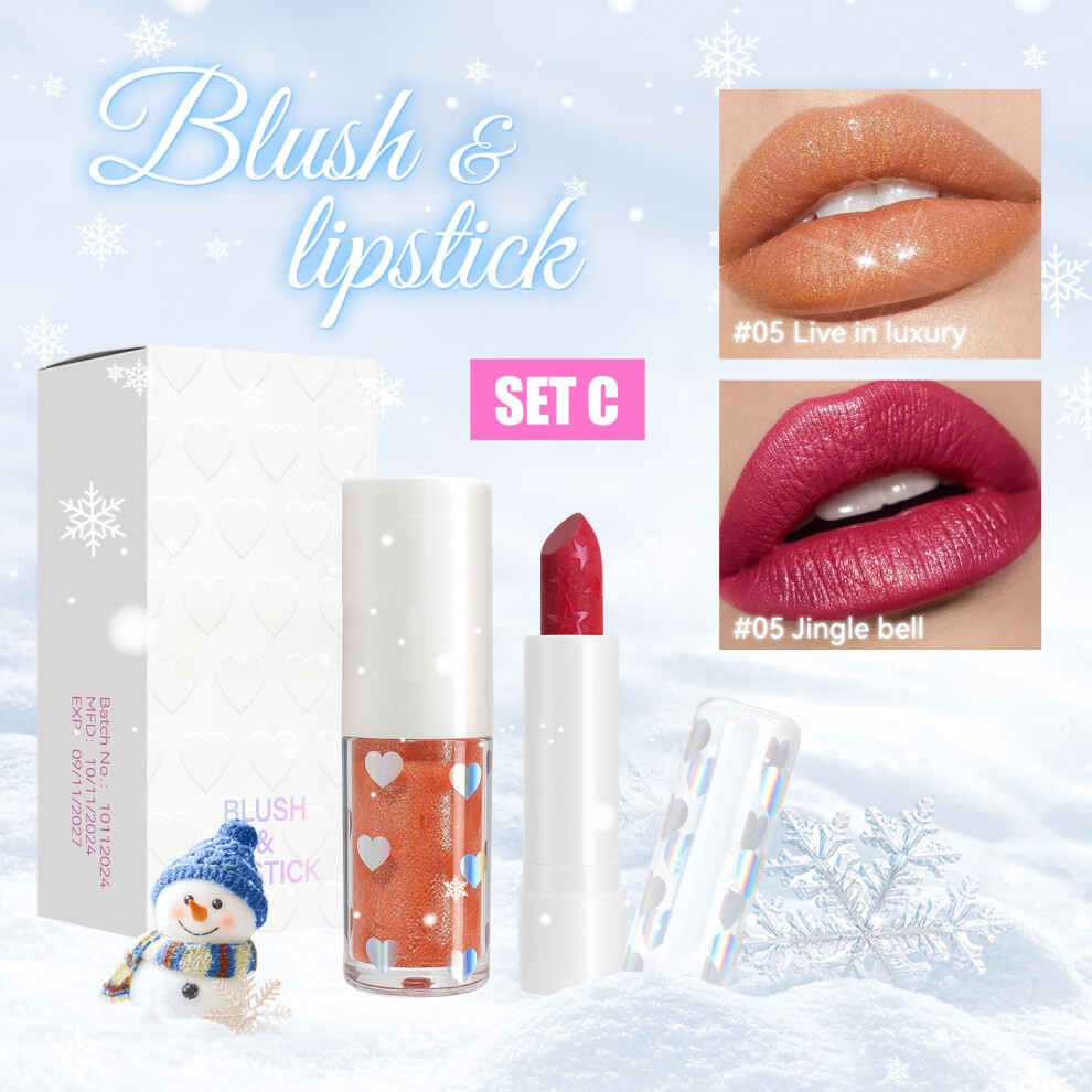 Red (C) Pearlescent Mouth Lip Glaze Set Fine Glitter Moisturizing And Moisturizing Lipstick Easy To Touch Cup Lipstick
