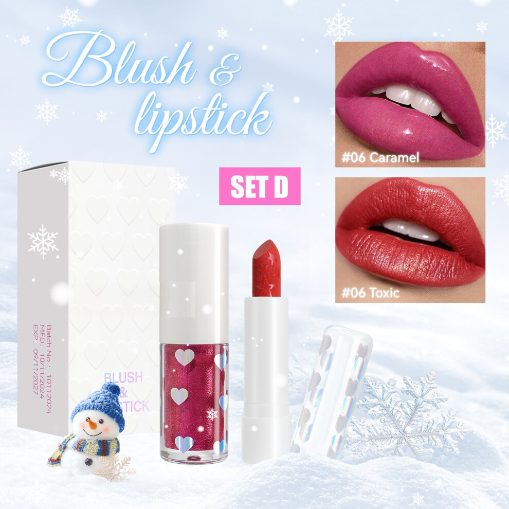 Red (D) Pearlescent Mouth Lip Glaze Set Fine Glitter Moisturizing And Moisturizing Lipstick Easy To Touch Cup Lipstick