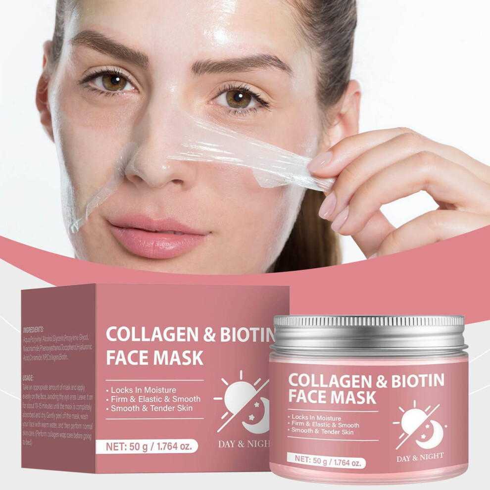 Pink (Pink) Biotin Facial Mask Deep Hydrating Face Mask For All Types Facial Treatments Elasticity And Hydration Care 50G