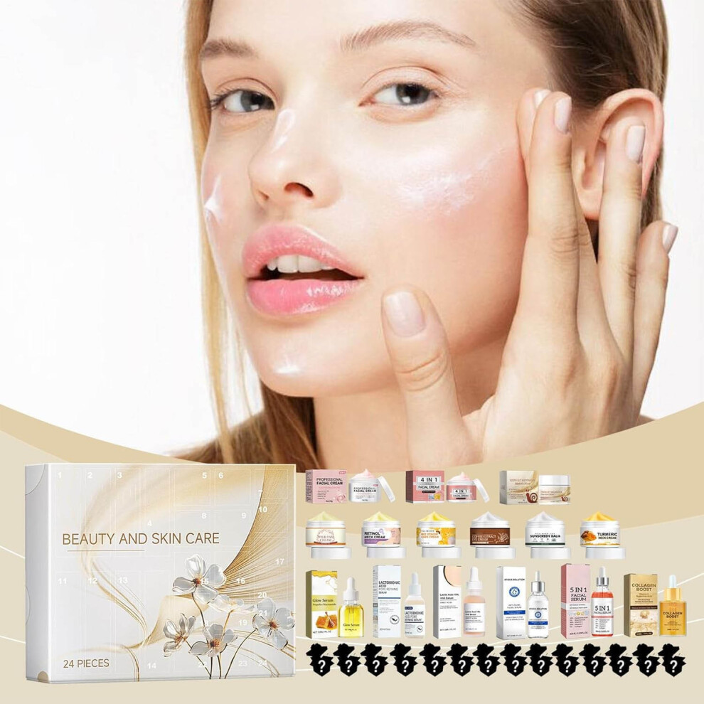 (Multicolor) Holiday Beauty Advent Calendar Pampering Christmas Countdown Calendars Makeup Set Gift 180ml
