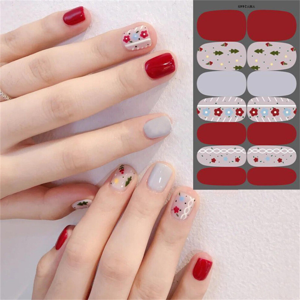 (G) Christmas Nail Stickers Snowflake Self-Adhesive Nail Decals Gifts For Women DIY Decoration
