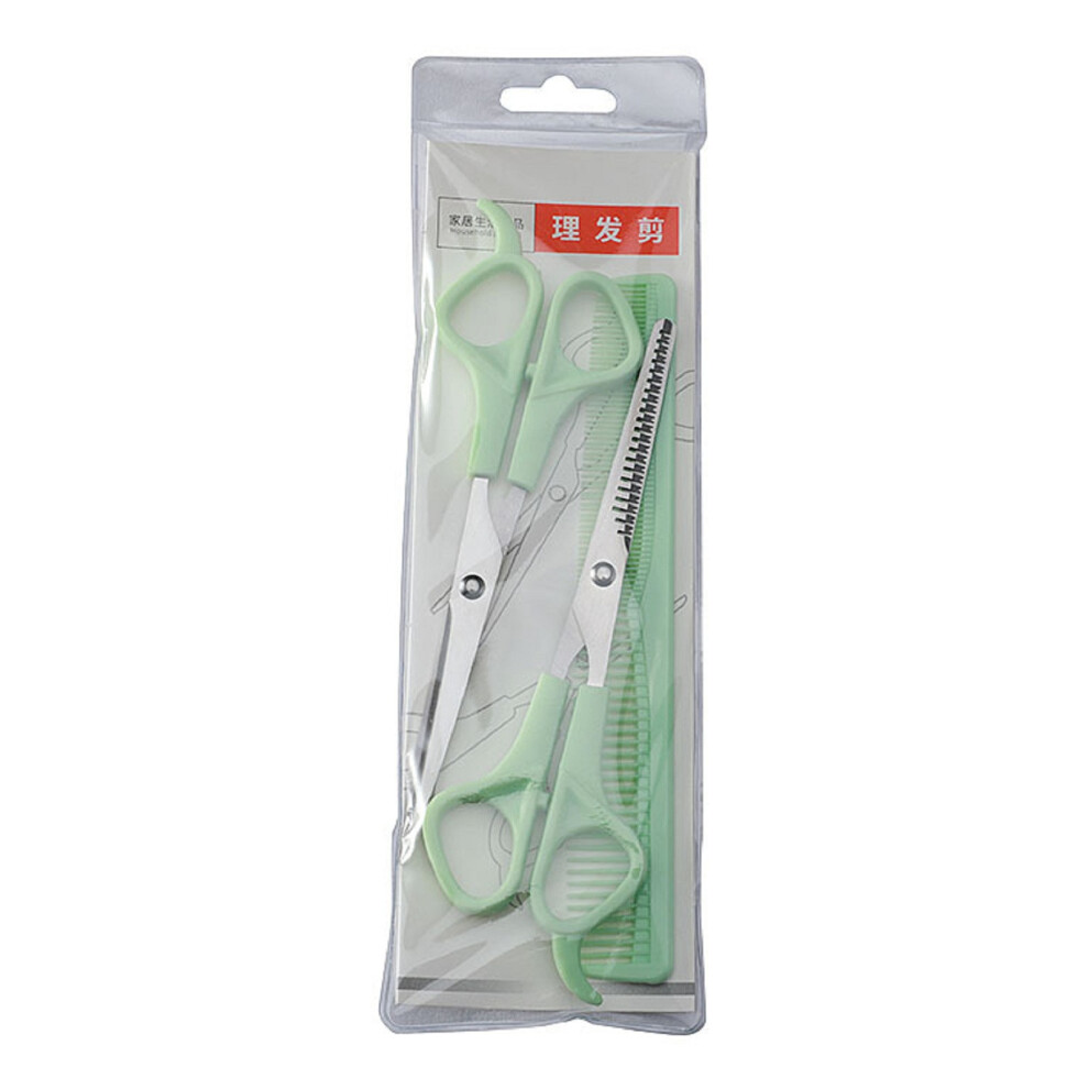 Green (Green) Hair Cutting Scissors Kit Bangs Cut Flat Cut Comb Hairdressing Set