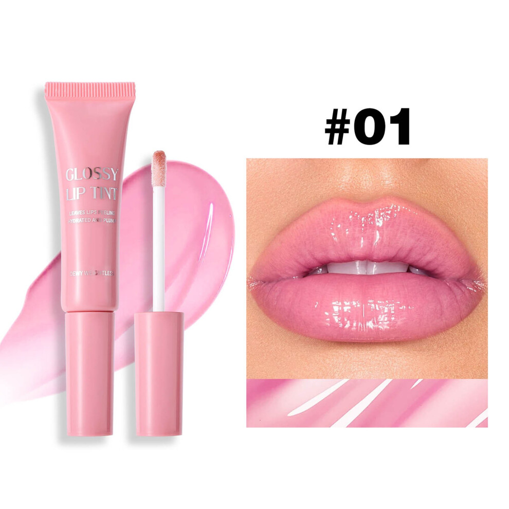 (A) Lip Gloss For Women Clear Tinted Gloss Long Lasting Shine Lip Gloss Glossy Lip Balm 12.5ml