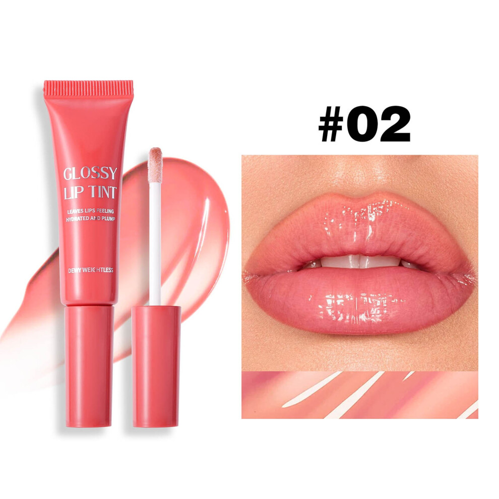 (B) Lip Gloss For Women Clear Tinted Gloss Long Lasting Shine Lip Gloss Glossy Lip Balm 12.5ml