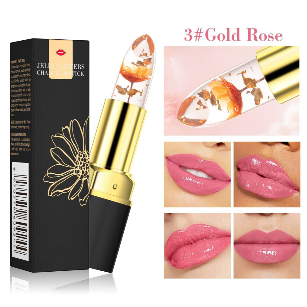 (C) Flower Jelly Lipstick  Temperature Change Moisturizer Flower Lip Stick Long Lasting Nutritious Lip Balm Color Change Lip Gloss