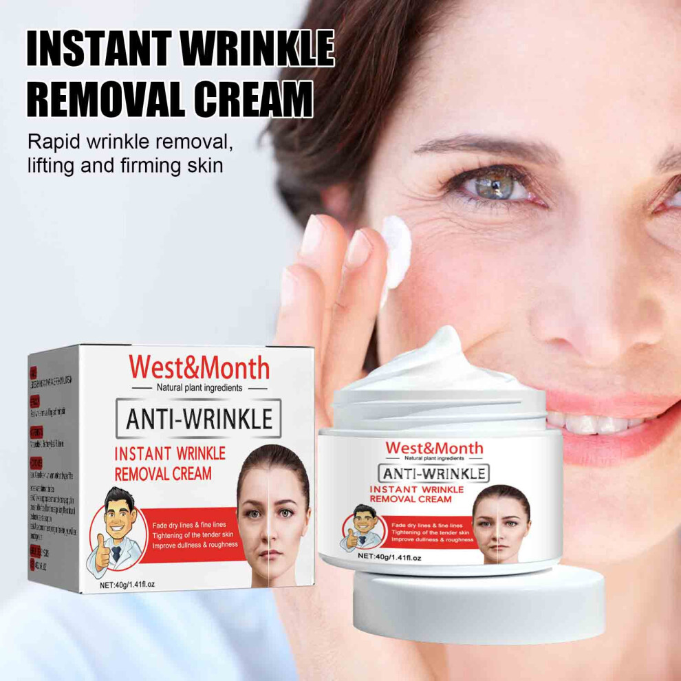 (White) Instant Wrinkle Face Cream Tightens, Lifts Fine Lines And Protects Skin