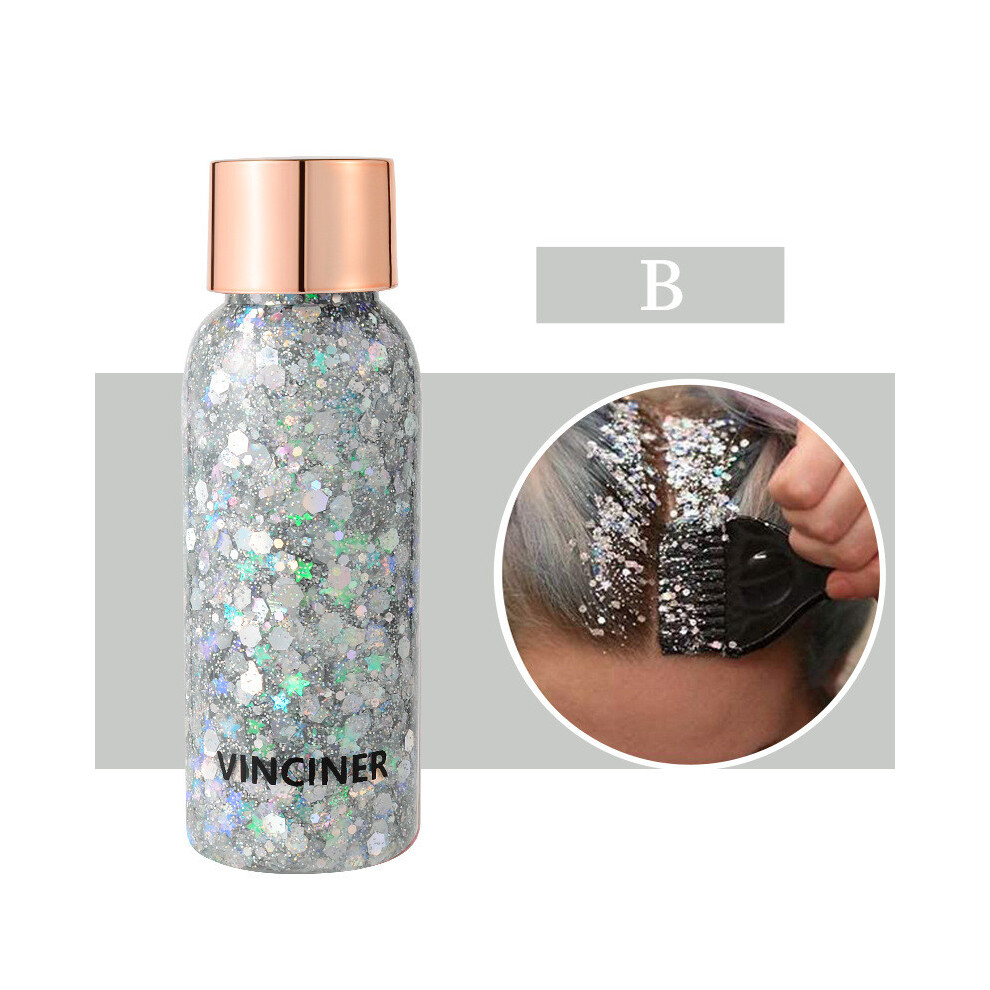 (Multicolor) Body Glitter Gel Mermaid Sequins Chunky Long Lasting Body Glitter For Body Face Hair Holographic Body Glitter For N Festival Makeup30ml