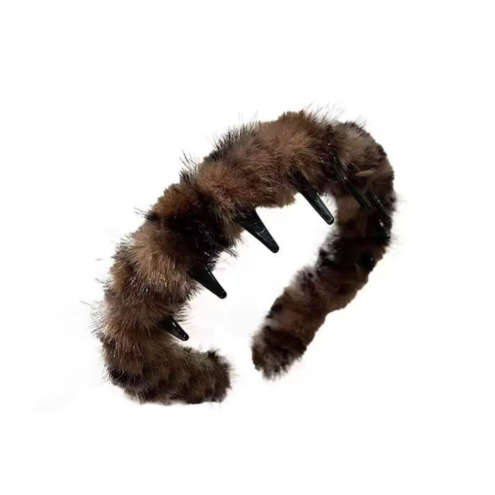 (A) Leopard Tooth Headbands Comb Plastic Hoop U Shaped Tooth Hair Bands Wavy Teeth Hair Hoop Exquisite Shape