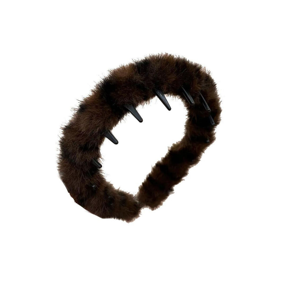 (B) Leopard Tooth Headbands Comb Plastic Hoop U Shaped Tooth Hair Bands Wavy Teeth Hair Hoop Exquisite Shape