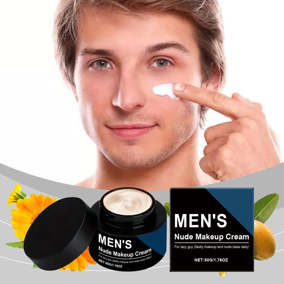 (Black) Men's Nude Pigment Cream Moisturizing And Moisturizing Concealer Brightening Color Waterproof And Sweat Proof 50g