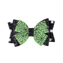 (D) Halloween Headgears Accessories Dark Bow Dress Hair Accessories Materials Girls Hair Accessories Three-layer Bow Clip
