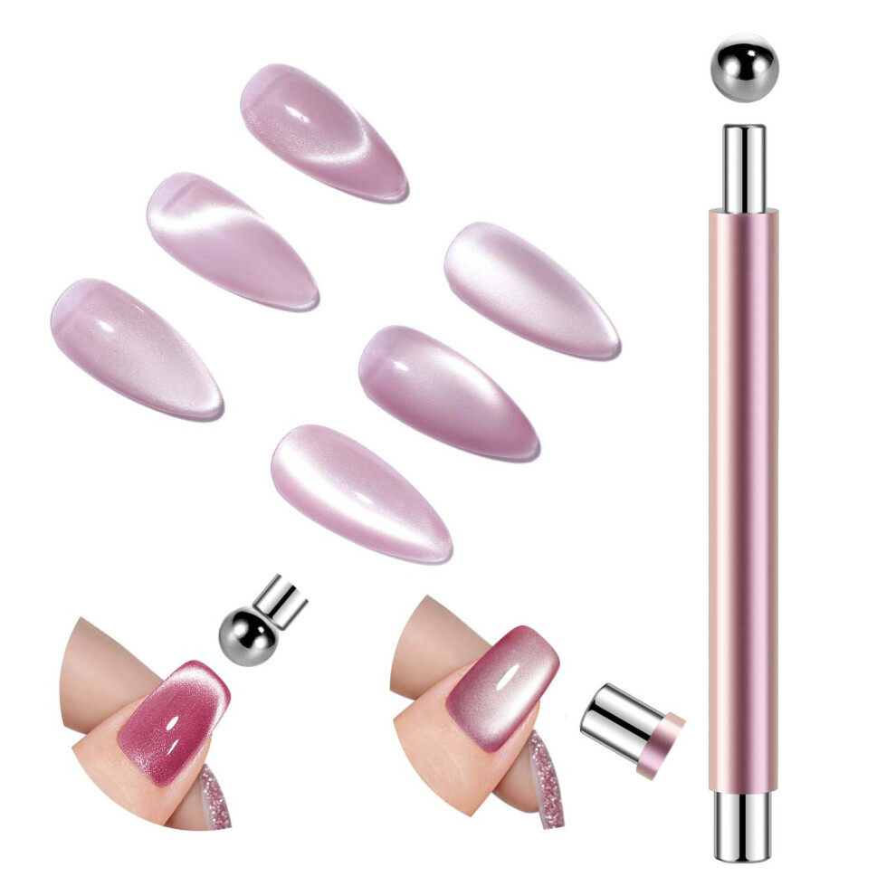 Pink (Pink) Eye Magnet For Nails Strong Magnatic Double-Head Nail Magnet With Round Magnetic Bead