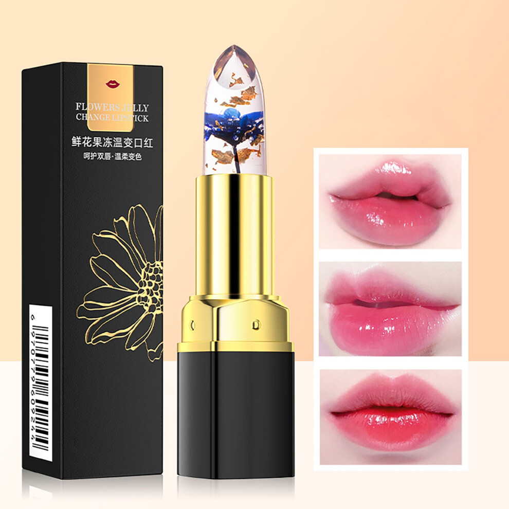 (A) Flower Jelly Lipstick  Temperature Change Moisturizer Flower Lip Stick Long Lasting Nutritious Lip Balm Color Change Lip Gloss