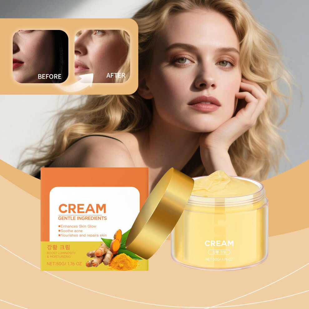 (Yellow) Turmeric Hydrating Face Cream - Nourishing Facial Fine Lines Daily Delicate Texture