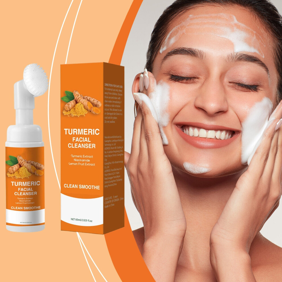 Yellow (Yellow) Kojic Turmeric Mousses Cleanser Cleanser Brightens Cleans And Nourishes Mild Care Spots With Nourishing Foam Cleanser 60Ml