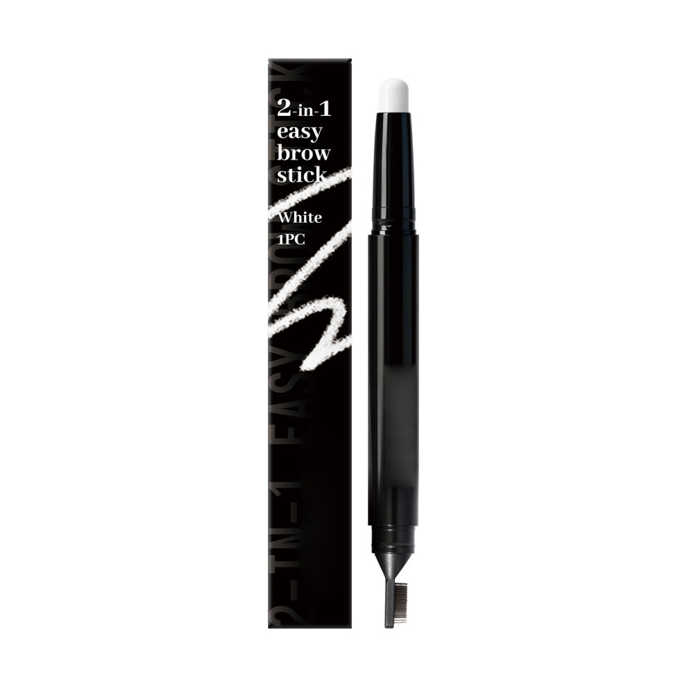 (White) 2-in-1  Head Eyebrow Pencil With Long-lasting Natural Waterproof And Non Smudging Properties