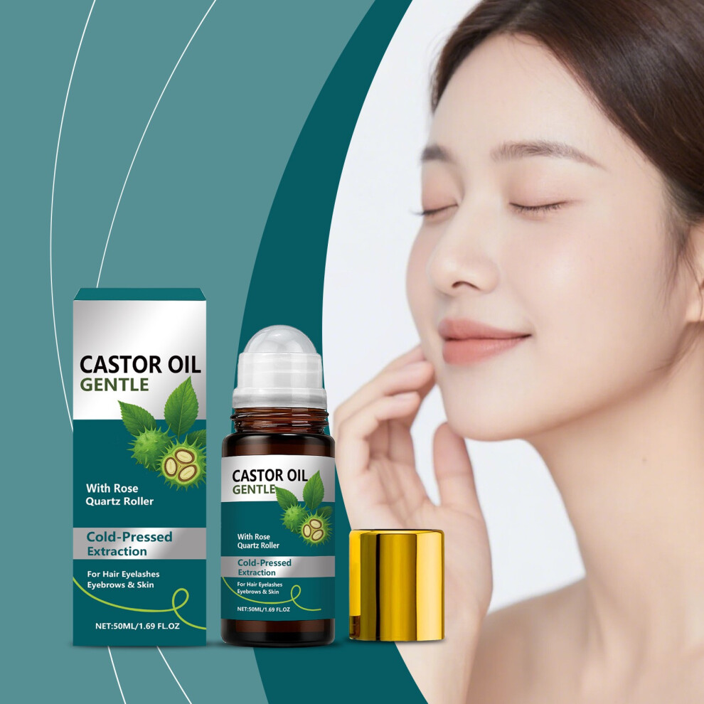 (Blue) Castor Oil Containing Rose Quartz Suitable For Eyebrows And Eyelashes Reducing Dirt And Mess 50ml