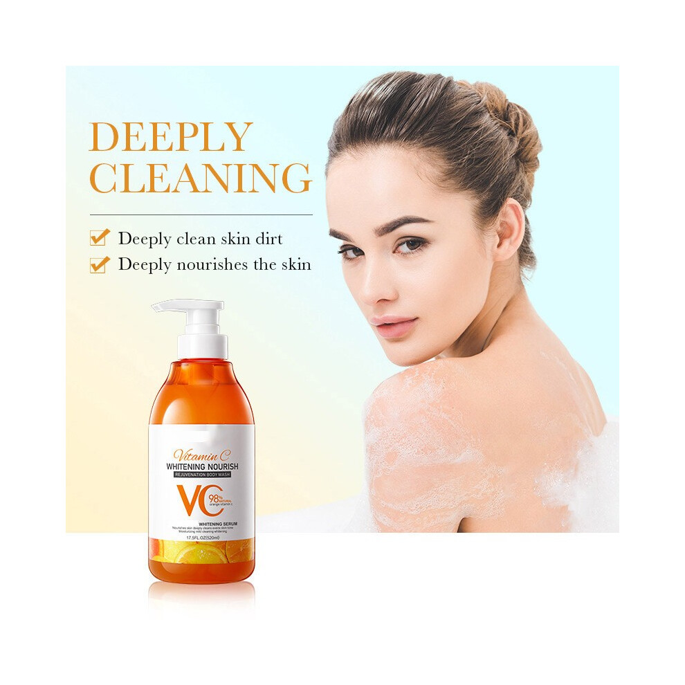 (Orange) 520ml Vitamin C Body Wash Brightening Gentle Moisturizing Cleansing Body Wash Refreshing Foam