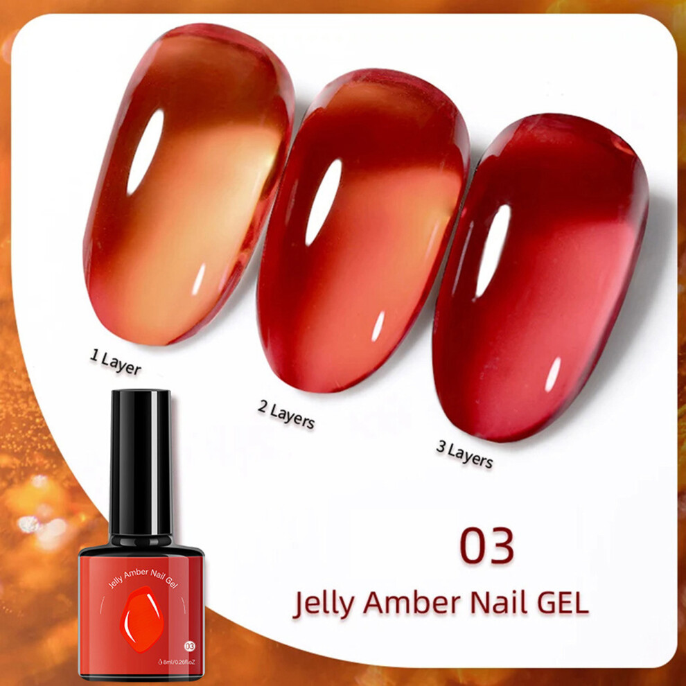 Amber (C) Jelly Gel Nail Polish Set-6 Colors Translucent Soak Led Gel Polish Kit For Nail Art Manicure Salon And Home Use 8Ml
