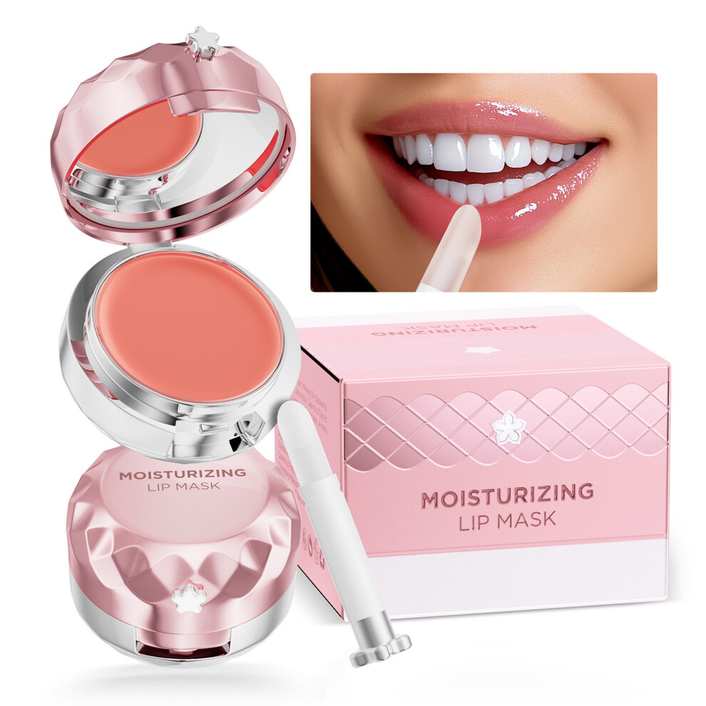 (Multicolor) Lip Sleeping Mask Moisturizing Lip Mask For Dry Lips Lip Balm With Brush And Mirror Moisturizer Lip Care Antiwrinkle Firming Hydrates 12g