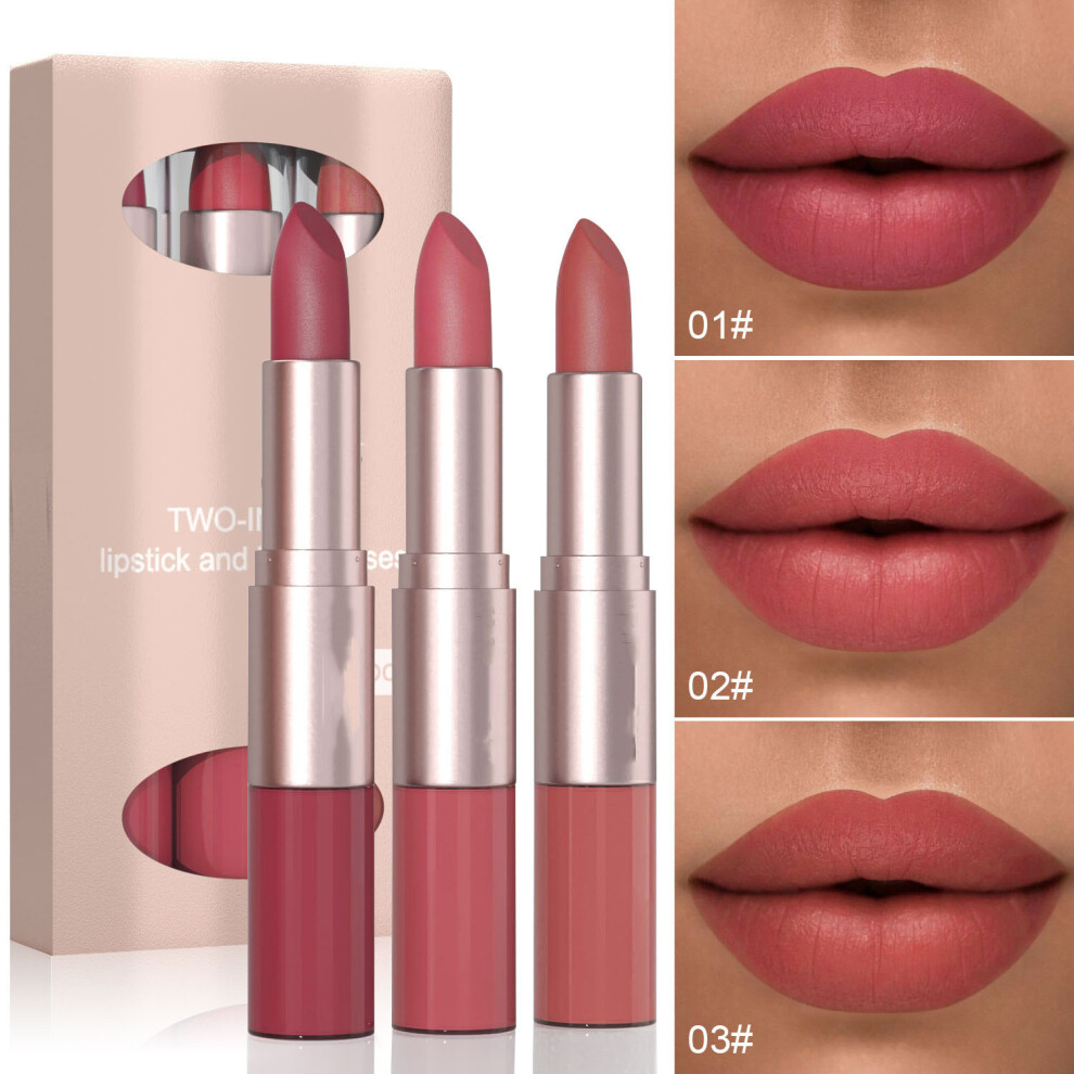 (A) Moisturizing Matte 3-pack-in-1 Lipstick And Lip Gloss 3.5ml+7g