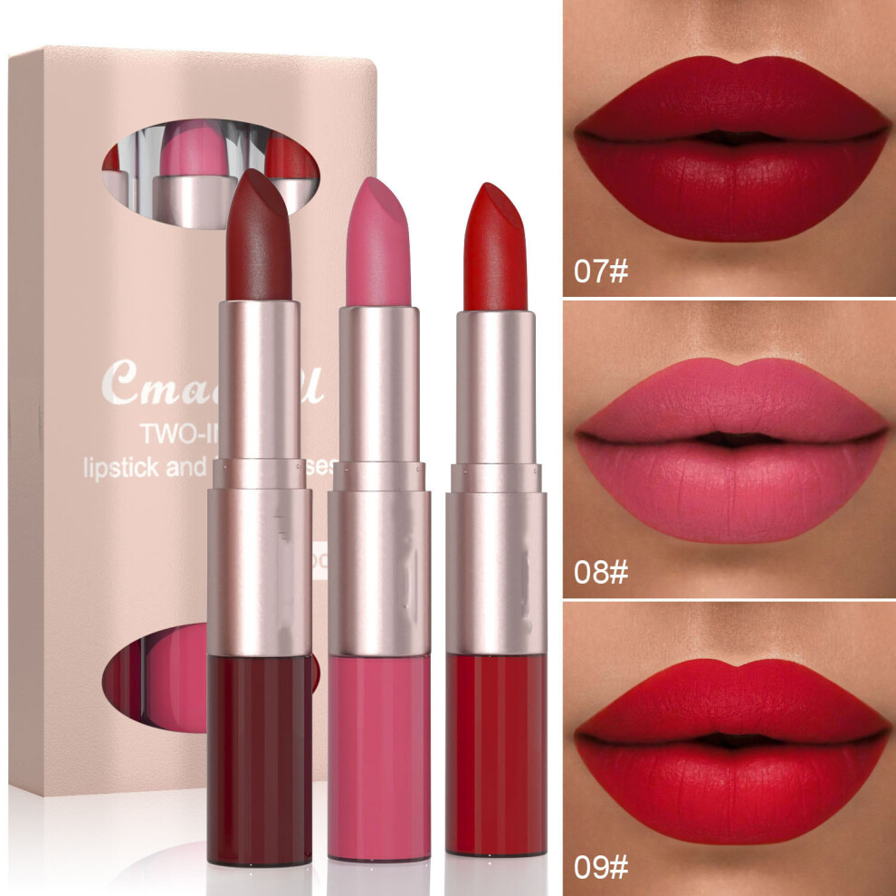 (C) Moisturizing Matte 3-pack-in-1 Lipstick And Lip Gloss 3.5ml+7g