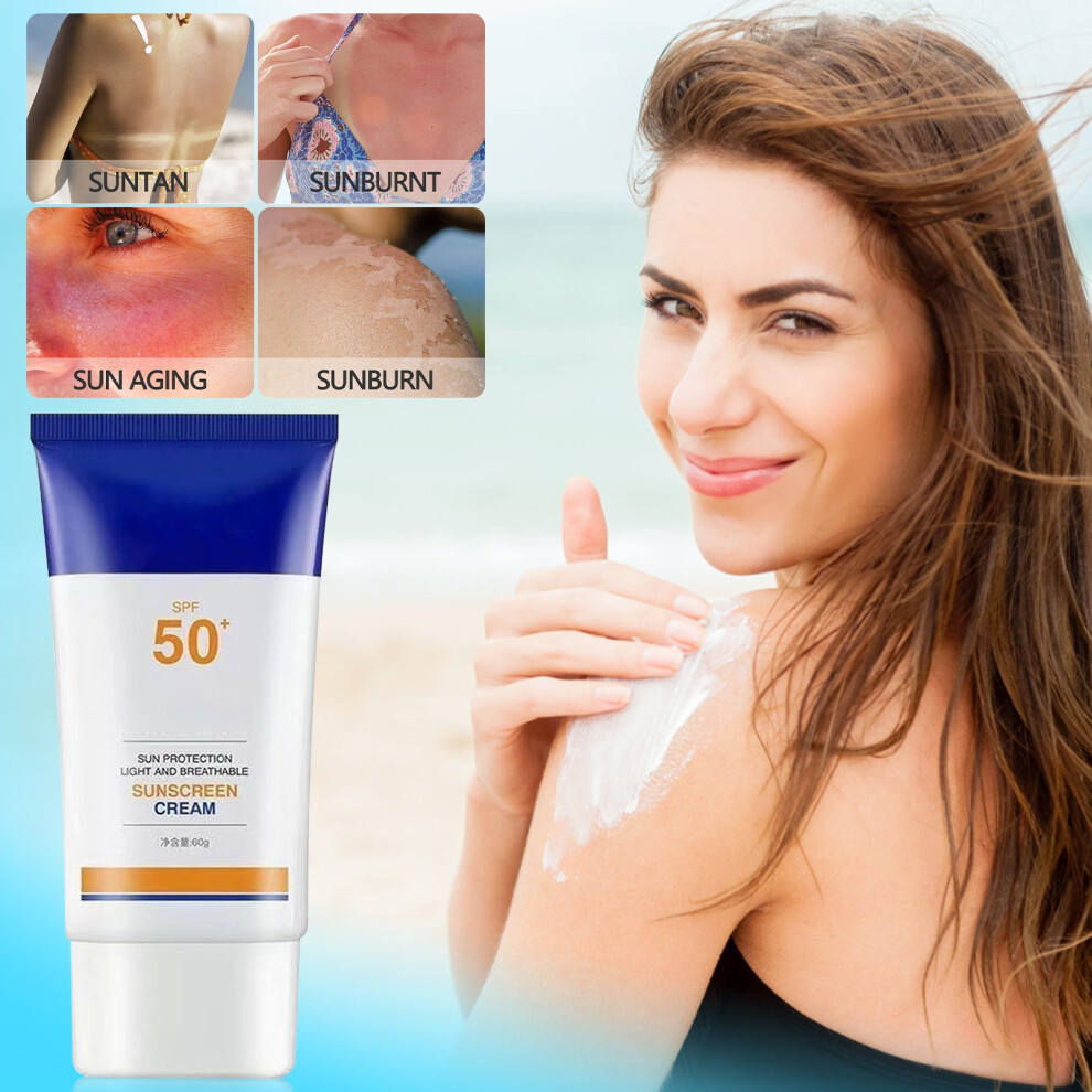 (Multicolor) Sunscreen Sunscreen 50+ PA++++ Sunscreen Cream Isolation Sweat Outdoor Men And Women 60g/Branch