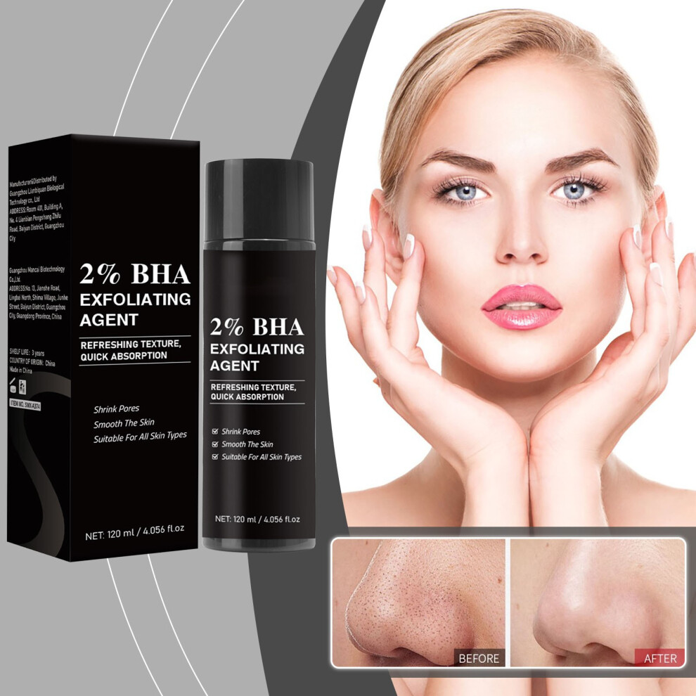 (Black) Liquid Salicylic Exfoliant-Facial Exfoliant For Blackheads Enlarged Pores Wrinkles Fine Lines 120ml
