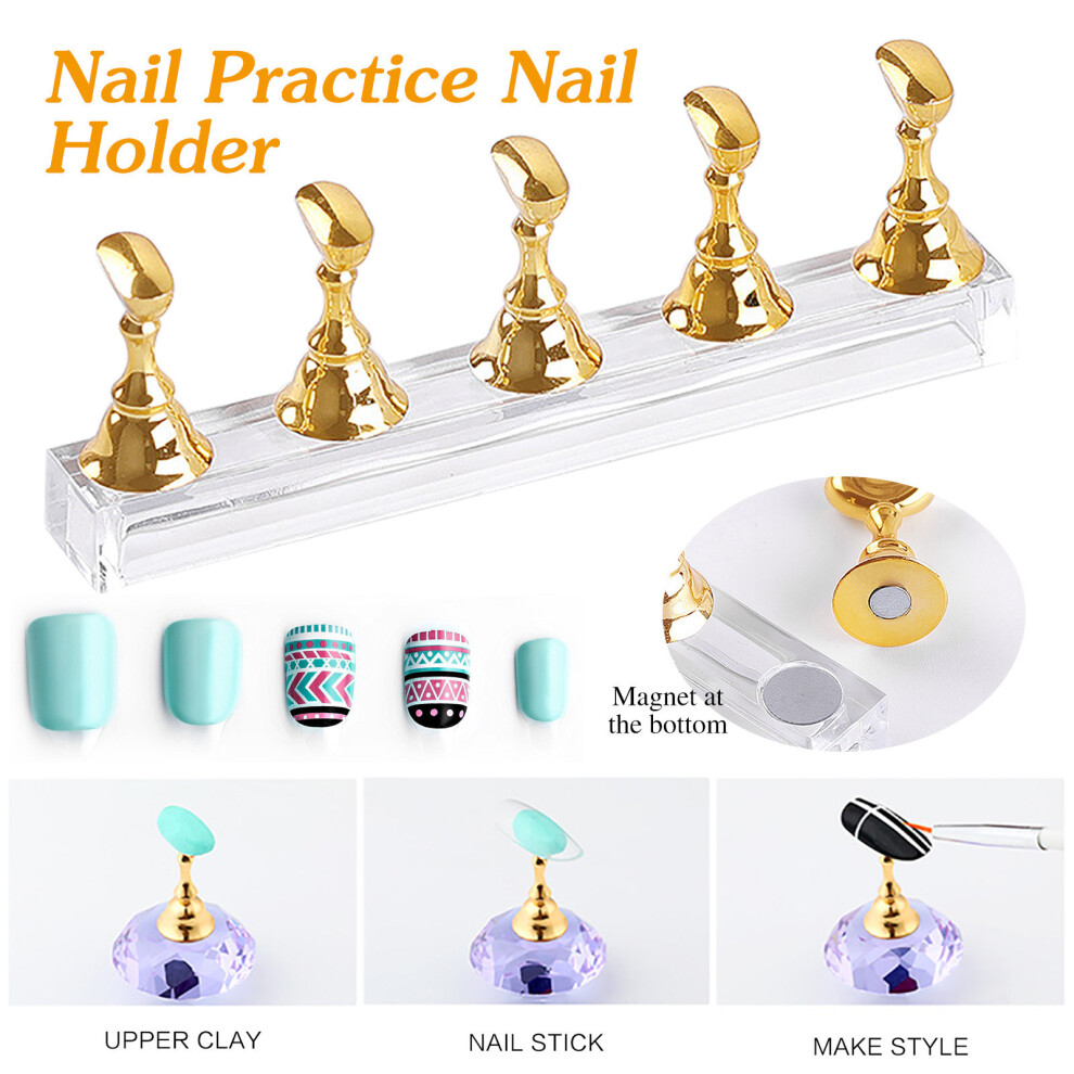 Gold (Gold) Acrylic Nail Display Stand Nail Tip Magnetic Nail Practice Stand Fingernail