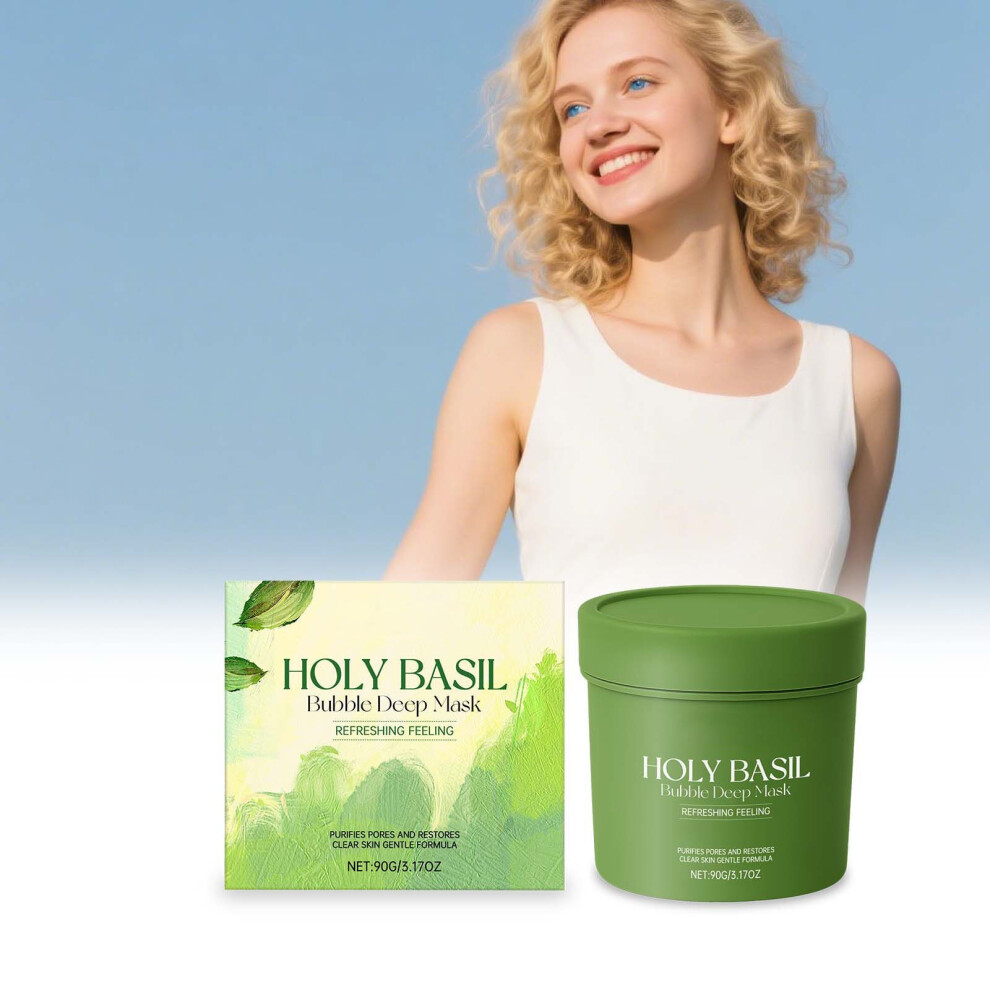 Green (Green) Deep Mask - Holy Carbonated Water Gently For Deep Cleansing Purifies Pores Blackheads Wash-Off For Glowing 90G