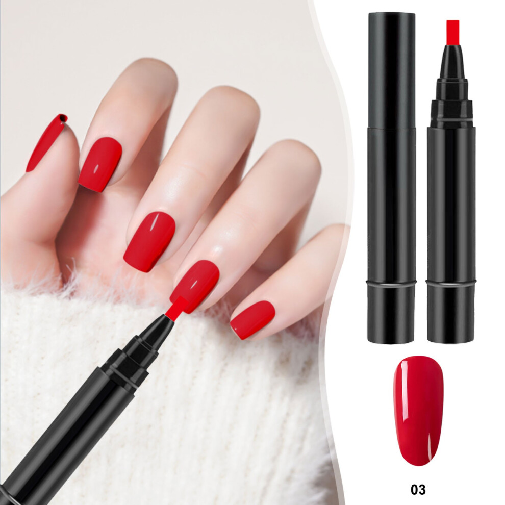(Red) Step Gel Nail Polish Brush Pen DIY Nail Art Drawing Marker Pen Soak Ofef LED Nail Varnish Nail Tools 8ml