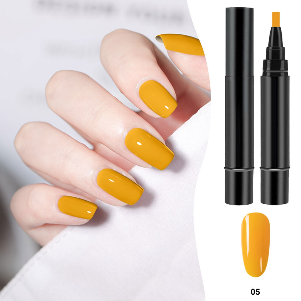 (Yellow) Step Gel Nail Polish Brush Pen DIY Nail Art Drawing Marker Pen Soak Ofef LED Nail Varnish Nail Tools 8ml