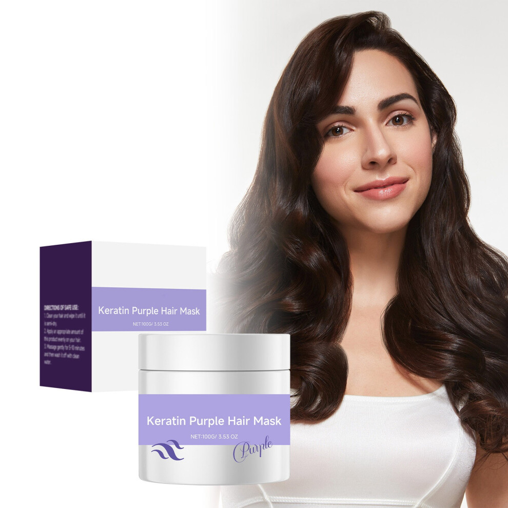 Purple (Purple) Keratin Hair Mask Keratin Hair Mask Moisturizing And Soothing Hair Care Mask Nourishes Hair Leaving It Strong And Shiny 100G