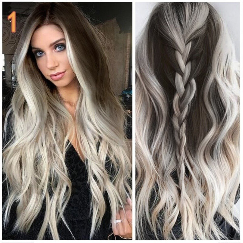 Unisex Gray (Gray) Fashion Womens Synthetic Wig Long Wavy Full Wigs Party Hair Wigs