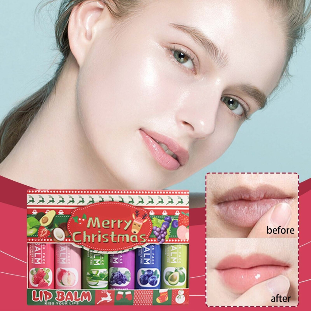 (Multicolor) Christmas-themed Lip Balm Box Fruity Lip Balm Box Moisturizing Antis-chapping Fade Lip Lines