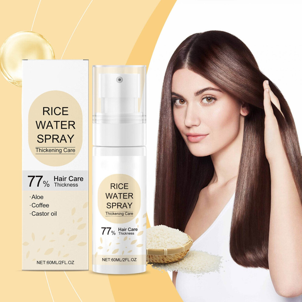 (White) Hair Care Serum Rice Water For Hair Care Rice Water Hair Spray Hair Care Oil Spray For Women Infused With Castor Oil And Biotin 60ml