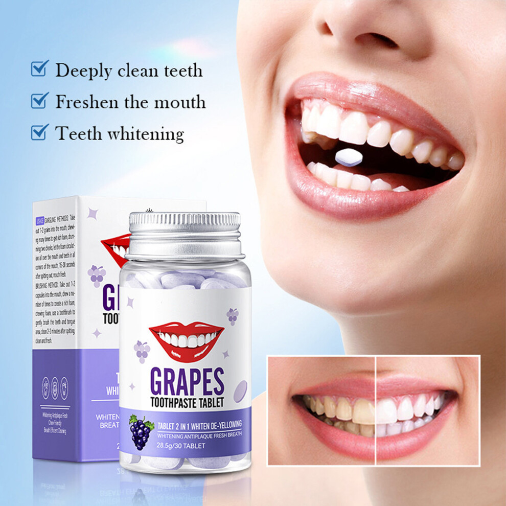 (Multicolor) Chewable Toothpaste Tablets Natural Paste Tabs Earth Friendly Jar NO-Fluoride Remineralizing Hydroxyapatite 30 Tablets