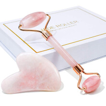 (Pink) Gua Sha Facial Massage Natural roller Face Gift