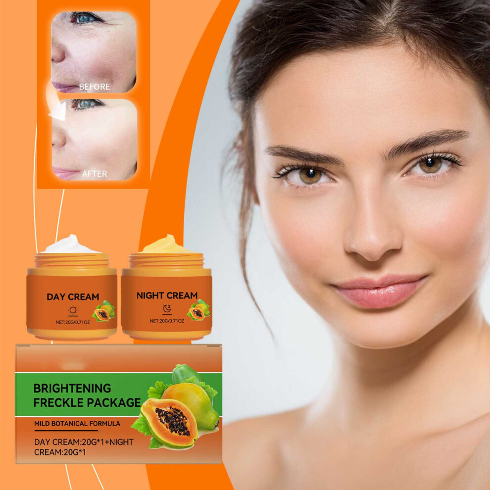 Cream (Multicolor) Papaya Evens Out Tone Reduces Dullness Evens Out Brightens And Whitens Morning And Night Care Set