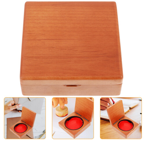 Inkpad Box Paste Container Desktop Vintage Wooden Stamper Storage Case 2