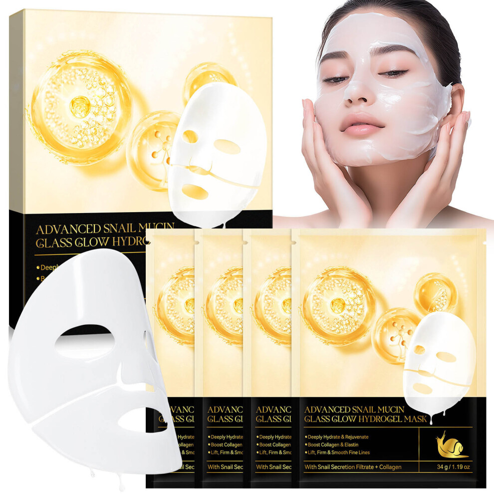 (Multicolor) Snail Protein Mask Moisturizes Brightens Tone Removes Wrinkles And Tightens  4PCS