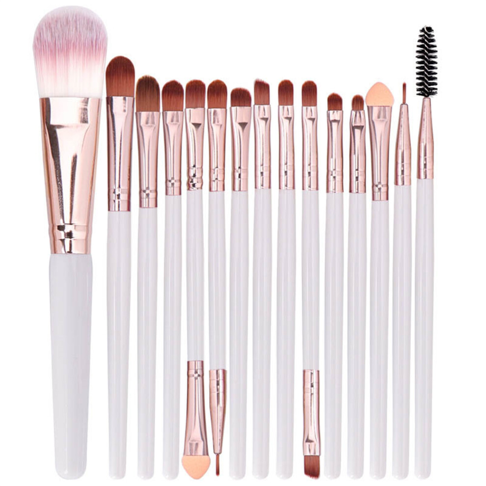 White (White) 15 Pcs Makeup Brush Set Tools Make-Up Toiletry Kit Wool Make Up Brush Set
