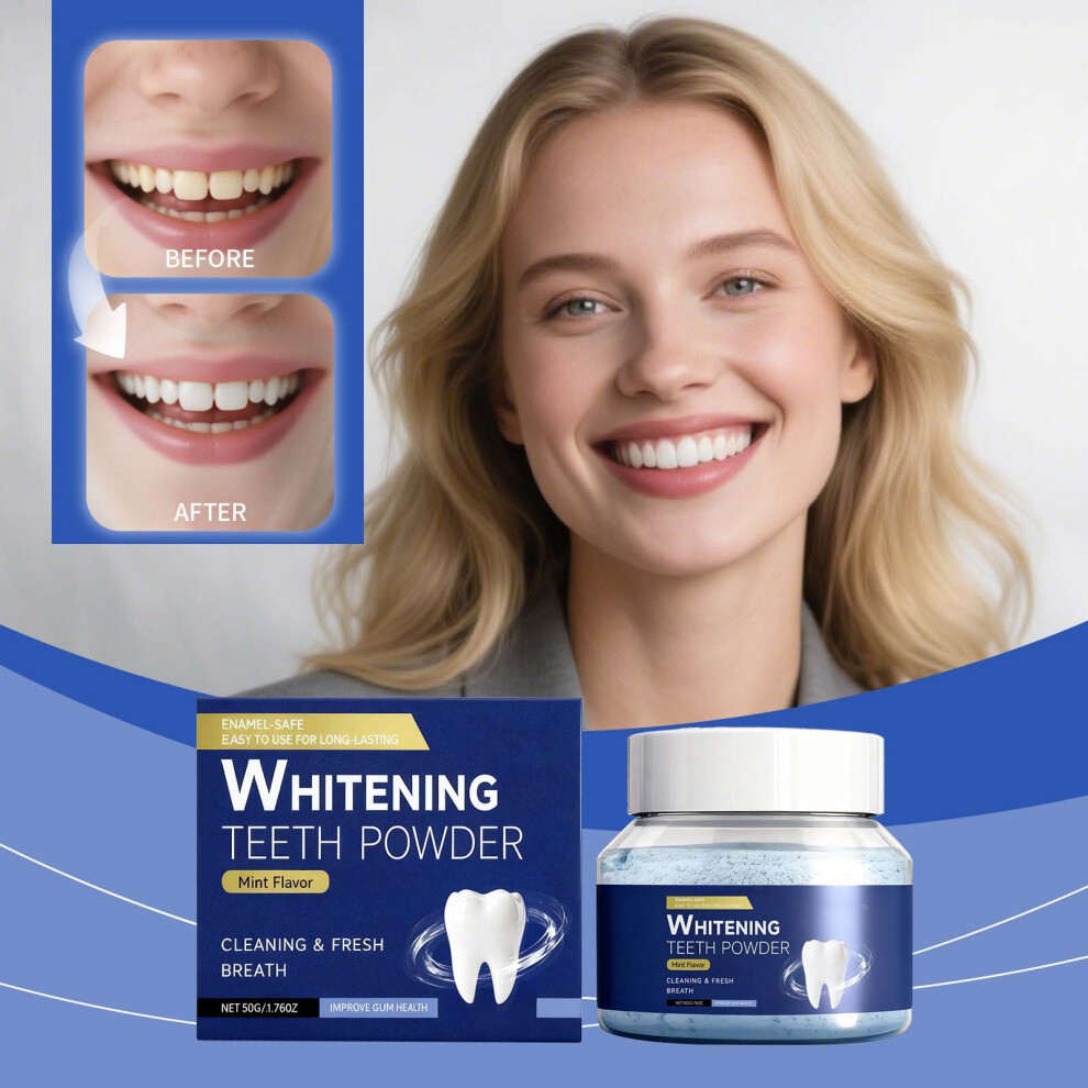 Blue/White/Yellow () Active Brightening Tooth Powder For Oral Cleaning Fresh Breath Stains Sensitive Enamel Tooth Powder 50G
