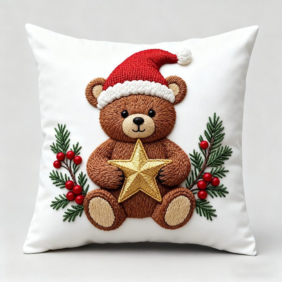 (D) Christmas Printed Pillowcases With Snowman Santa Claus Christmas Tree And Reindeer Patterns