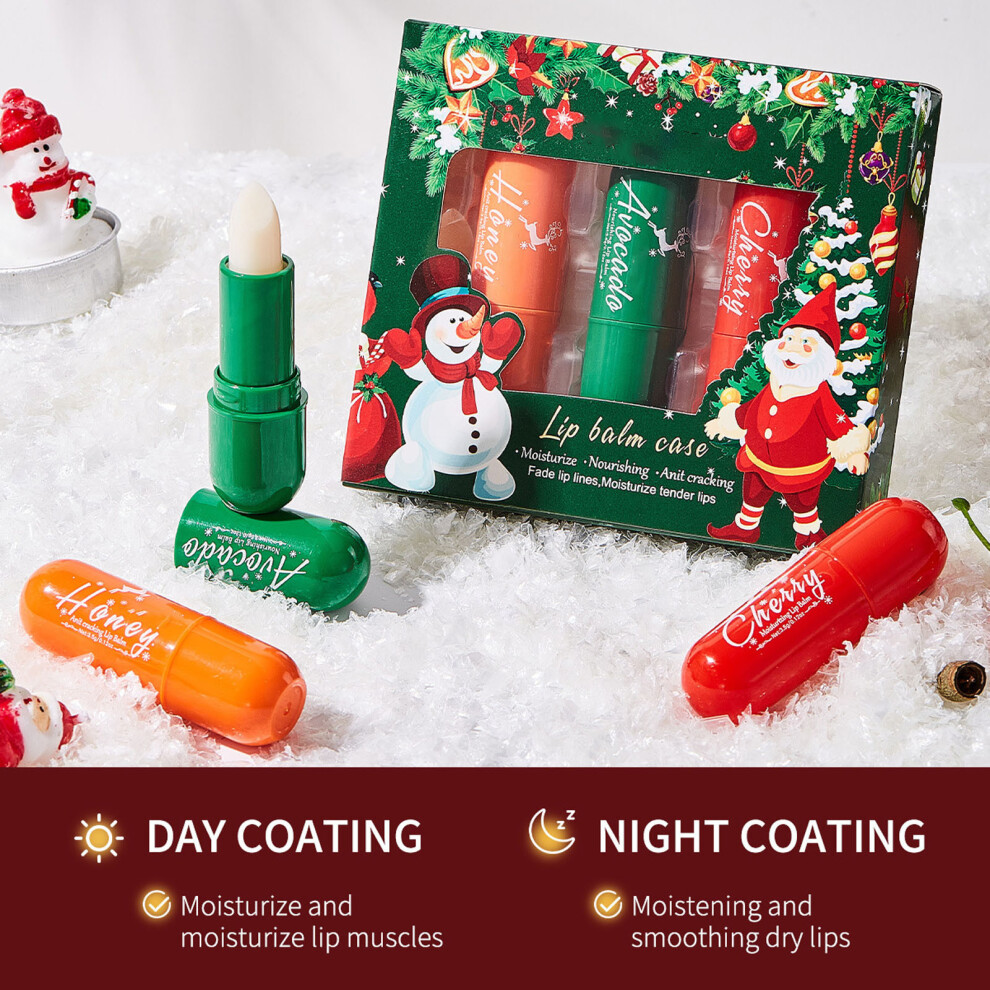 (Multicolor) Lip Balm Set Lip Balm Gentle Moisturising Moistured Soothing Lips Brightening And Smoothing Lips 3x3.5g